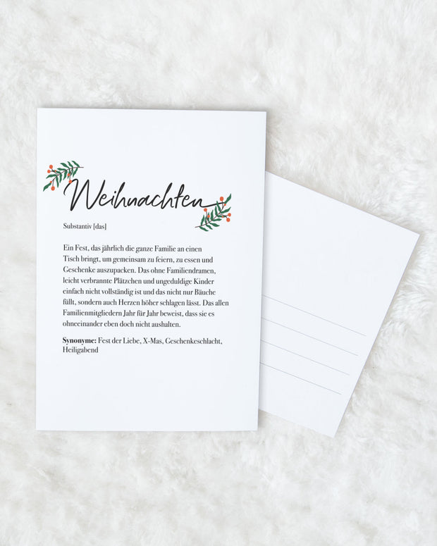 Definition Weihnachten - Postkarte