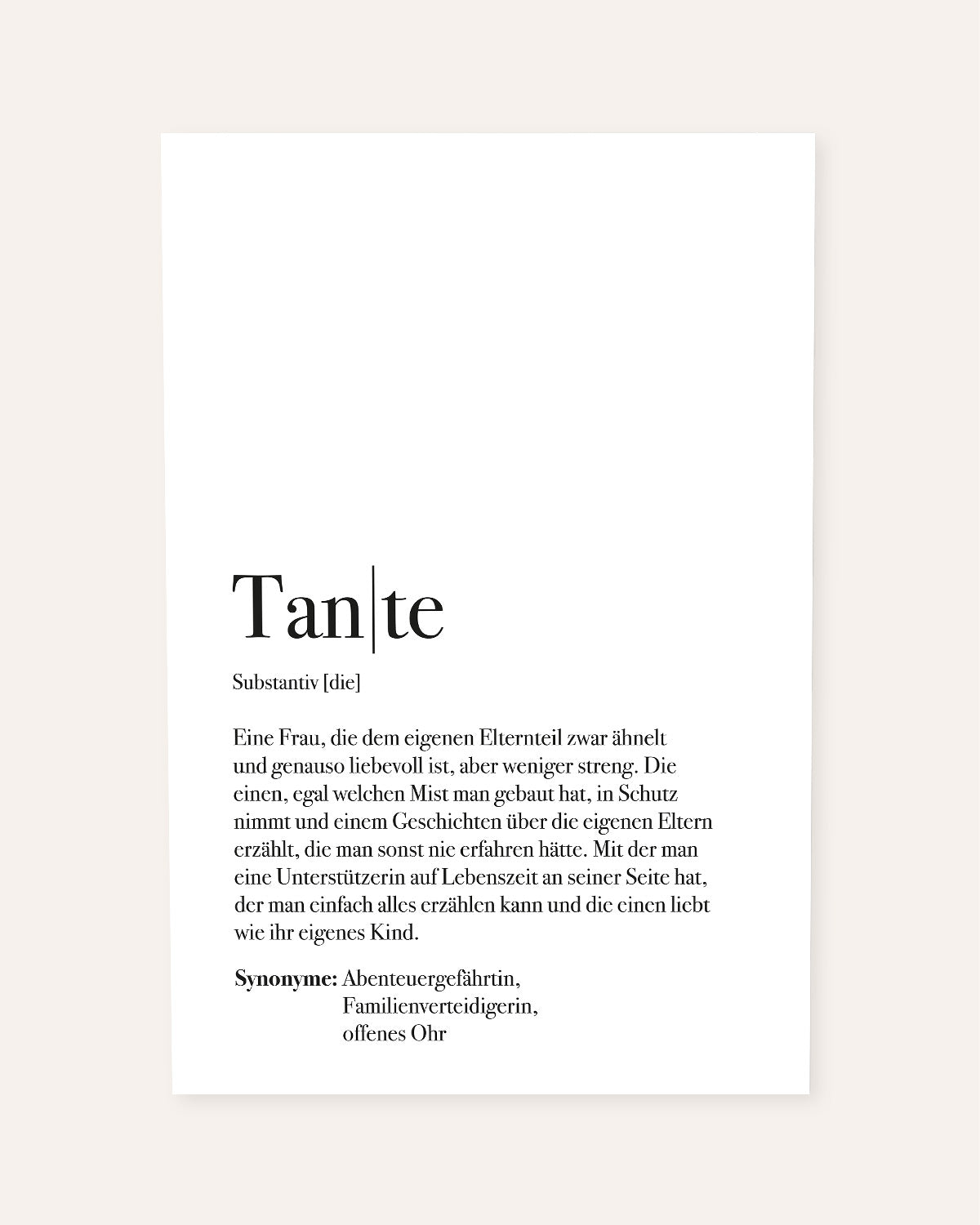 Definition Tante - Poster Poster Lieblingsmensch®
