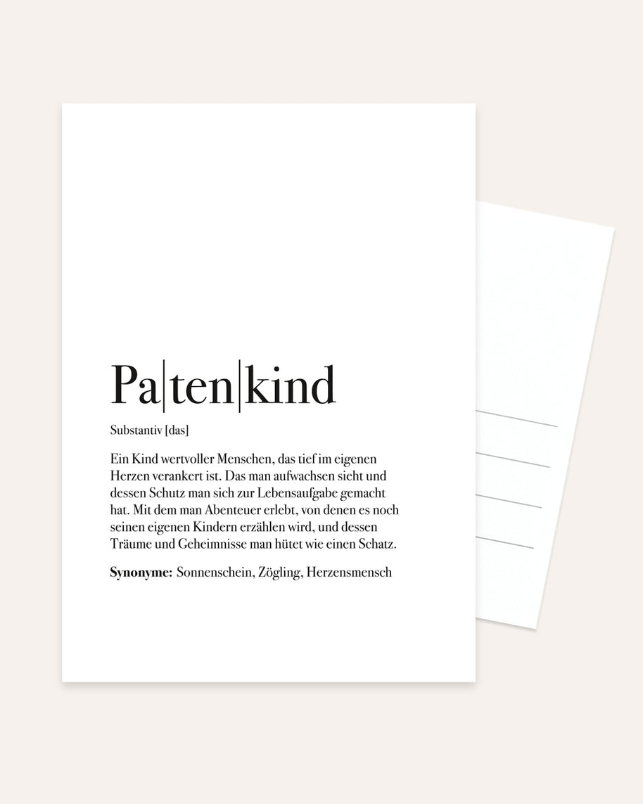 Definition Patenkind - Postkarte