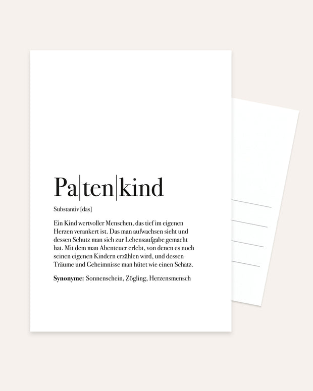 Definition Patenkind - Postkarte