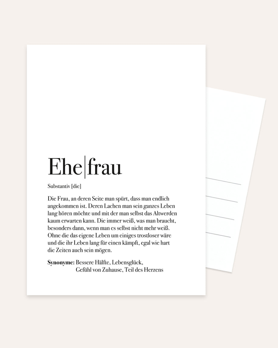 Definition Ehefrau - Postkarte