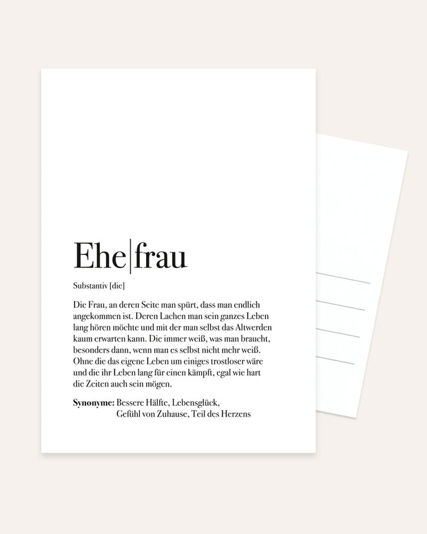 Definition Ehefrau - Postkarte