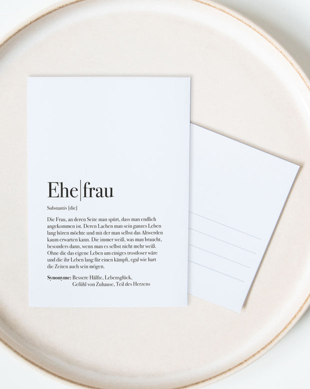 Definition Ehefrau - Postkarte