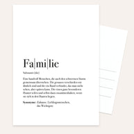 Definition Familie - Postkarte