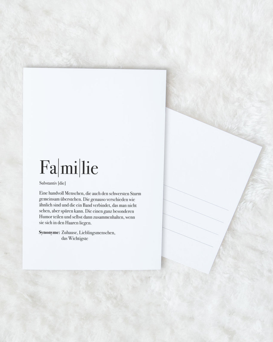 Definition Familie - Postkarte