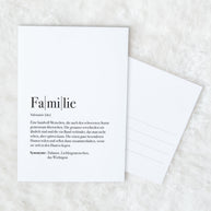 Definition Familie - Postkarte