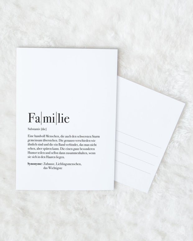 Definition Familie - Postkarte