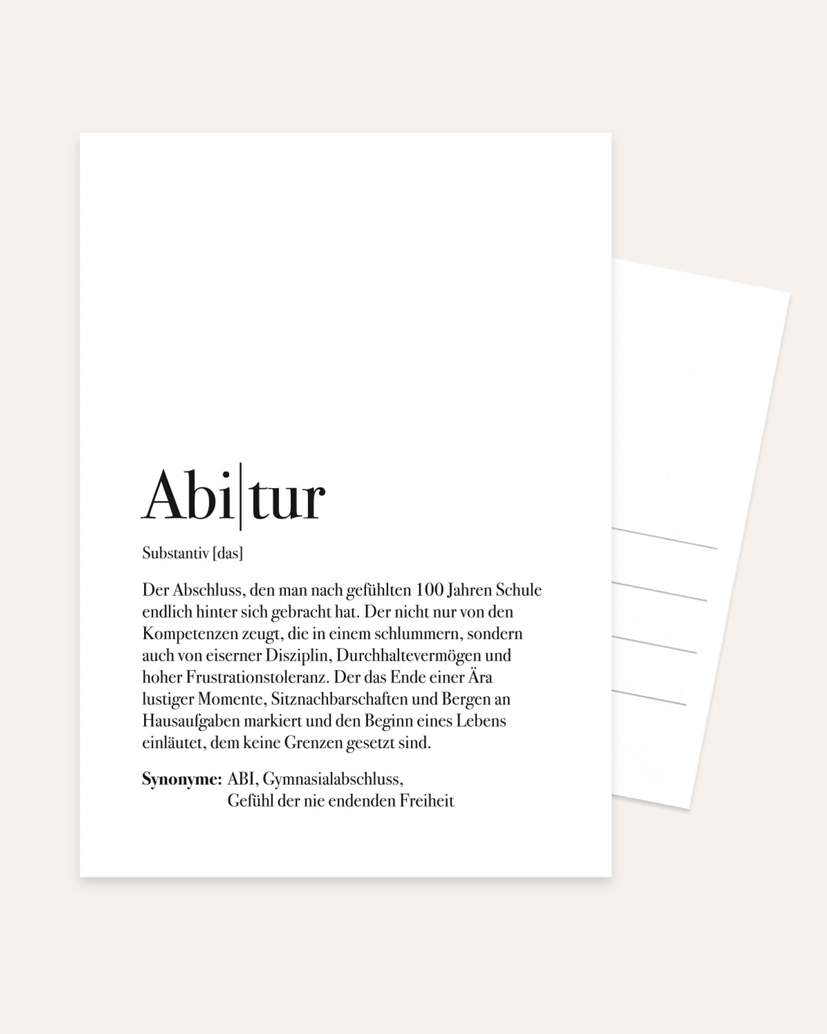 Definition Abitur - Postkarte Postkarte Lieblingsmensch®