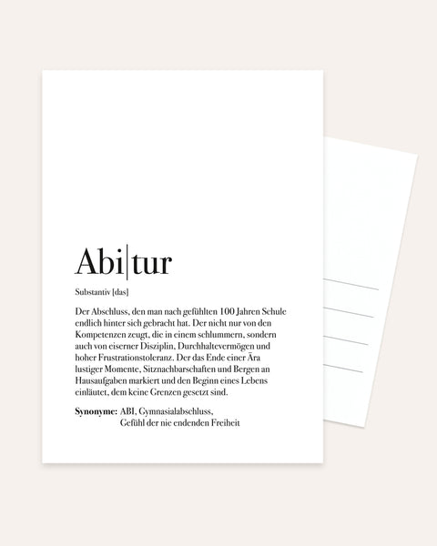 Definition Abitur - Postkarte Postkarte Lieblingsmensch®