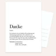 Definition Danke - Postkarte