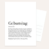 Definition Geburtstag - Postkarte