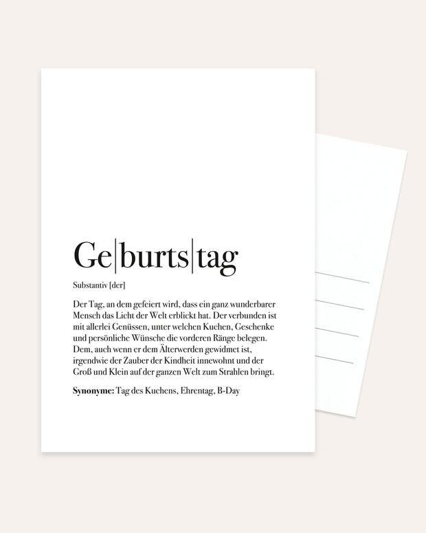 Definition Geburtstag - Postkarte