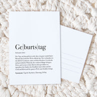 Definition Geburtstag - Postkarte