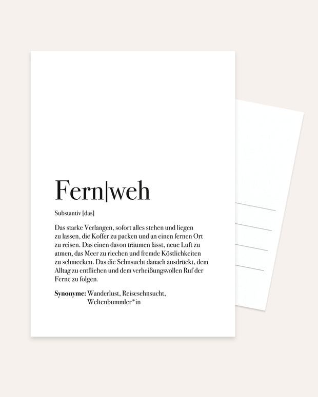 Definition Fernweh - Postkarte