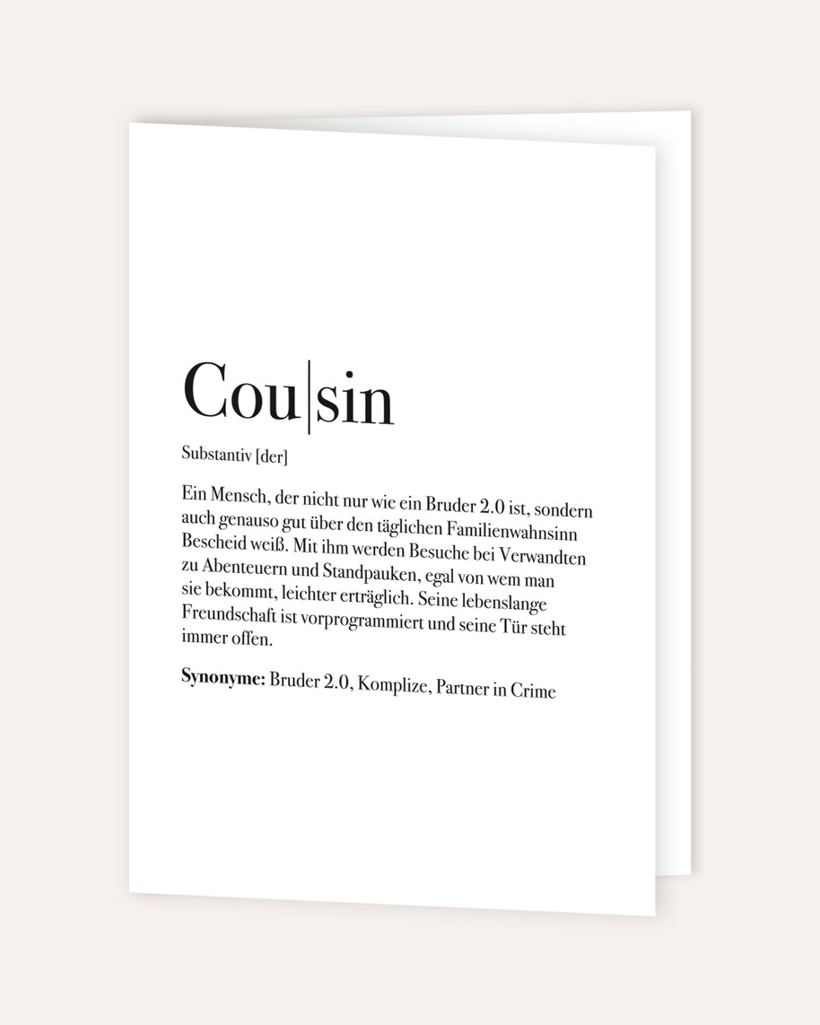 Definition Cousin - Grußkarte