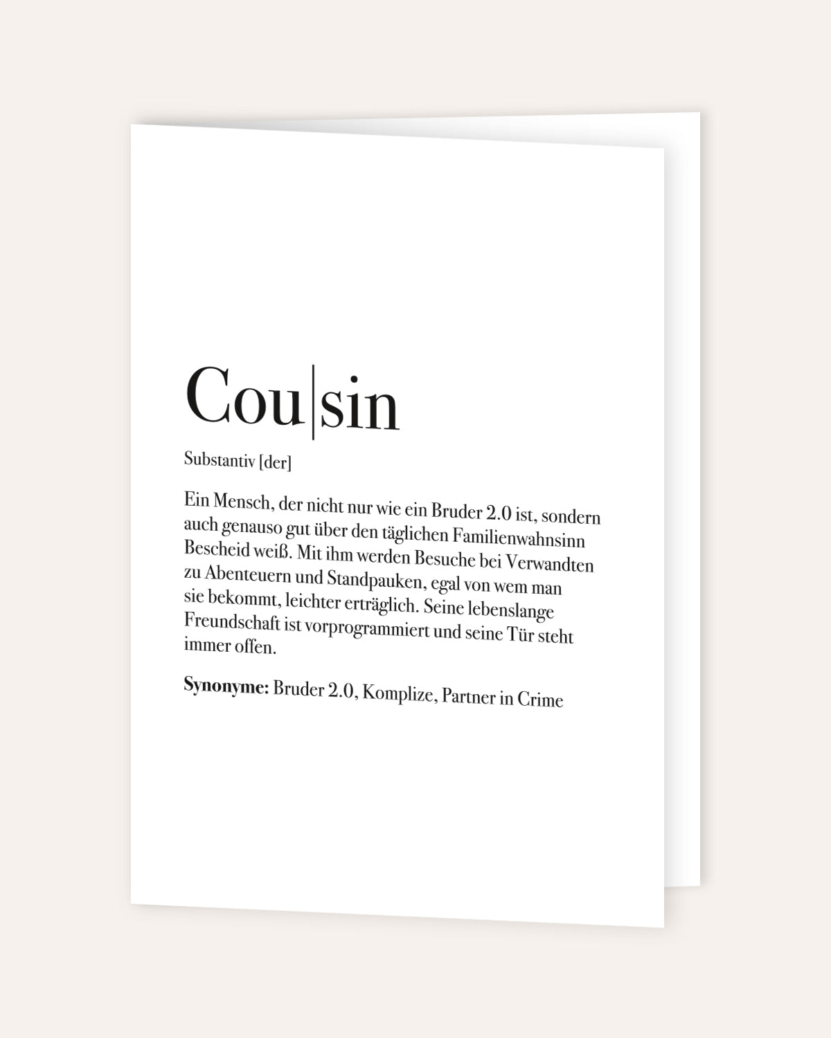 Definition Cousin - Grußkarte Grußkarte Lieblingsmensch®