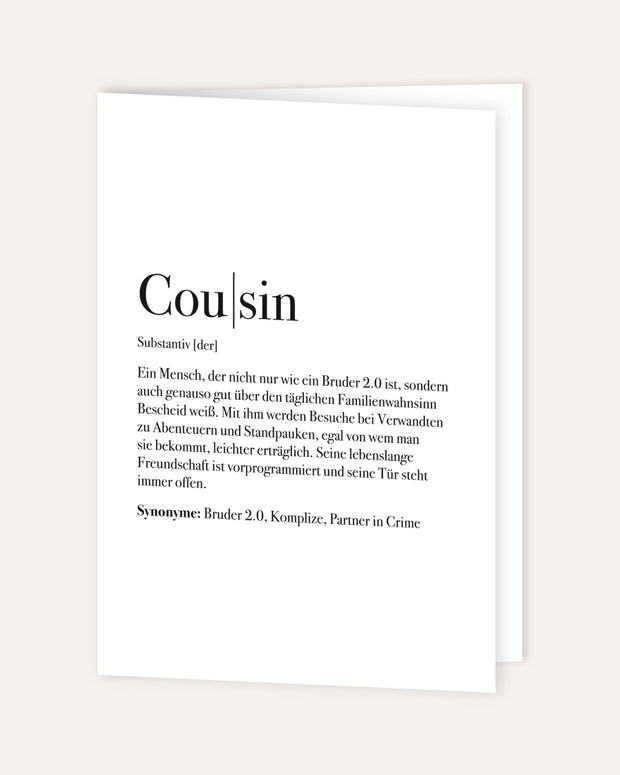 Definition Cousin - Grußkarte