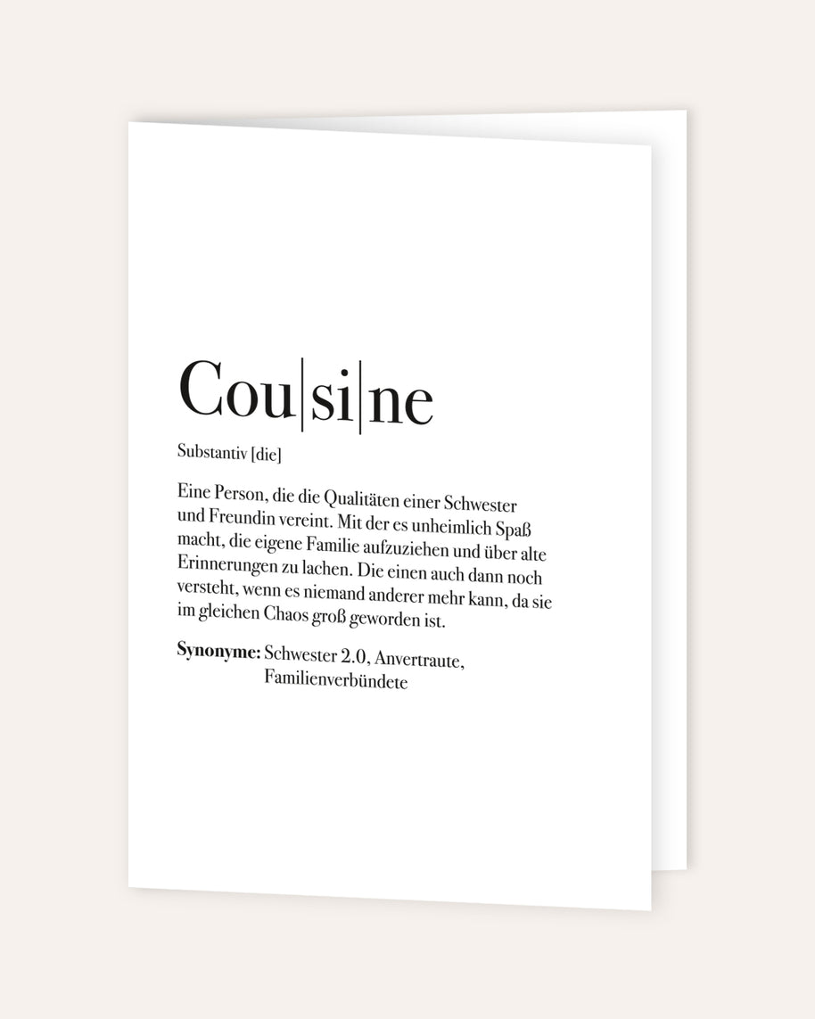 Definition Cousine - Grußkarte