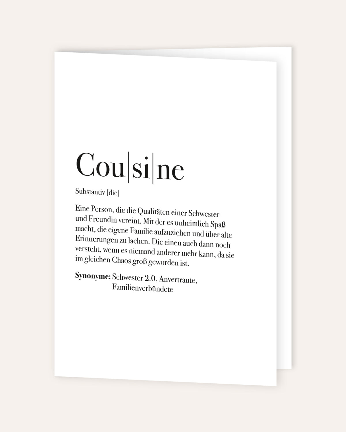 Definition Cousine - Grußkarte Grußkarte Lieblingsmensch®