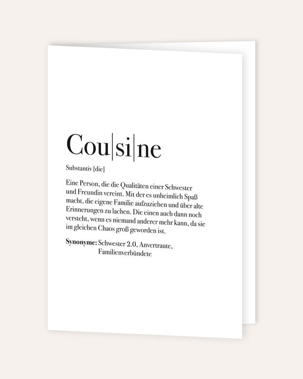 Definition Cousine - Grußkarte