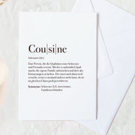 Definition Cousine - Grußkarte