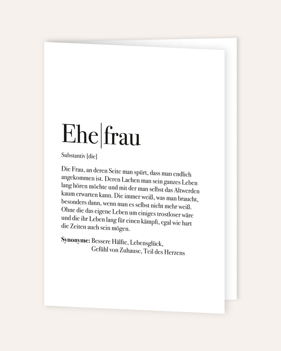 Definition Ehefrau - Grußkarte