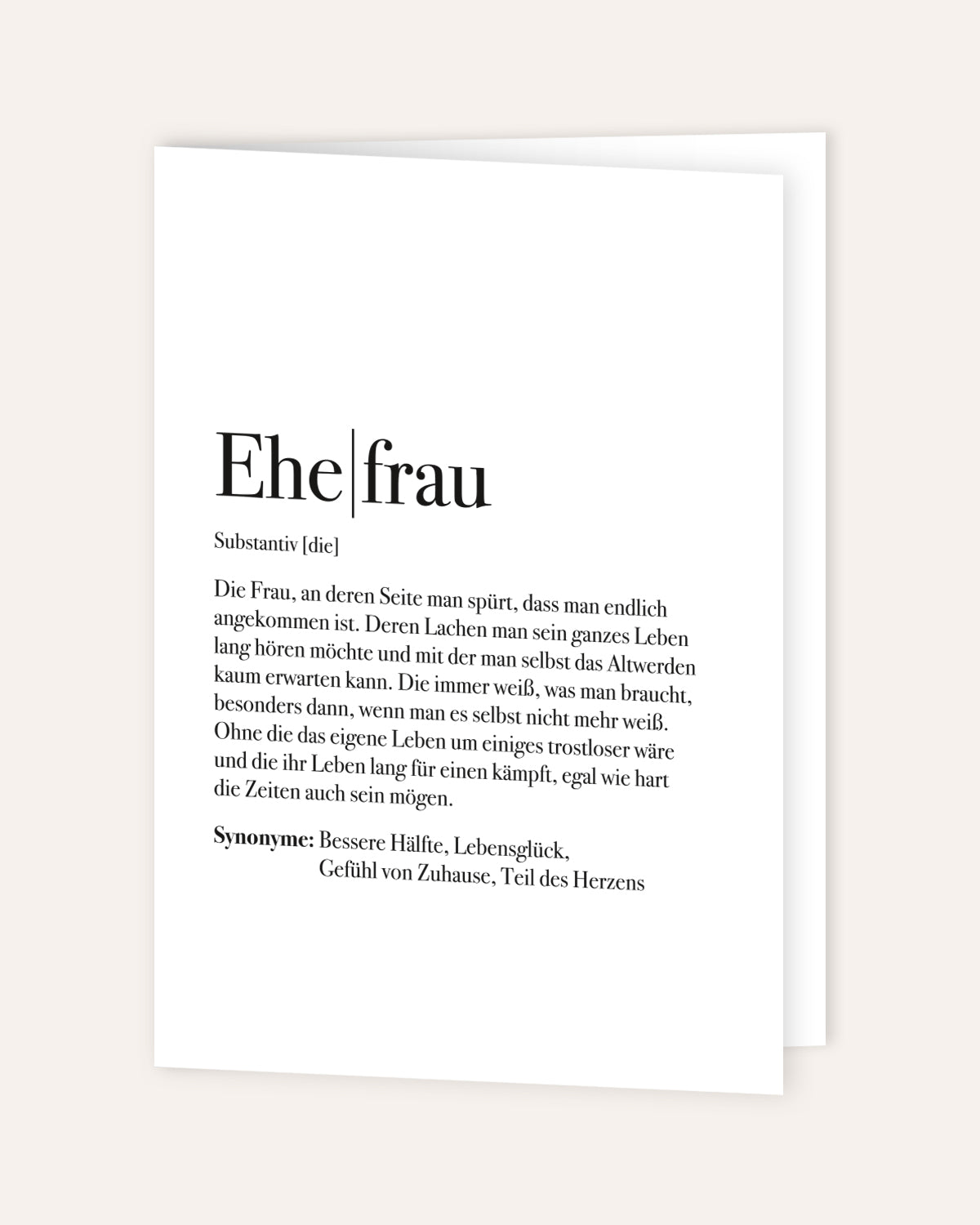 Definition Ehefrau - Grußkarte Grußkarte Lieblingsmensch®