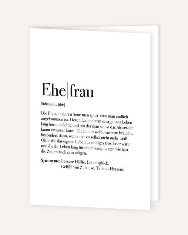 Definition Ehefrau - Grußkarte