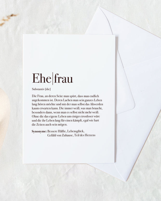 Definition Ehefrau - Grußkarte