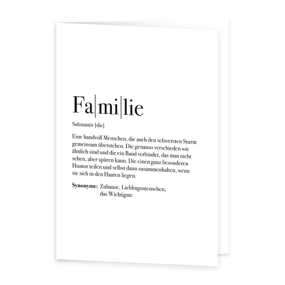 Definition Familie - Grußkarte