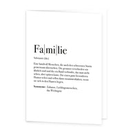 Definition Familie - Grußkarte