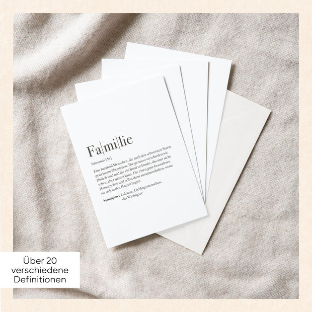 Definition Familie - Grußkarte
