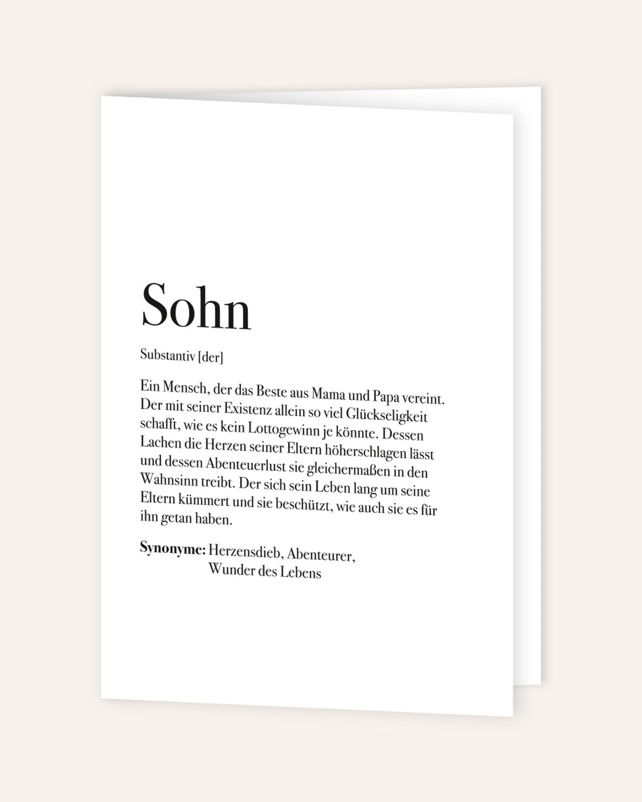 Definition Sohn - Grußkarte
