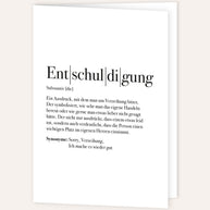 Definition Entschuldigung - Grußkarte