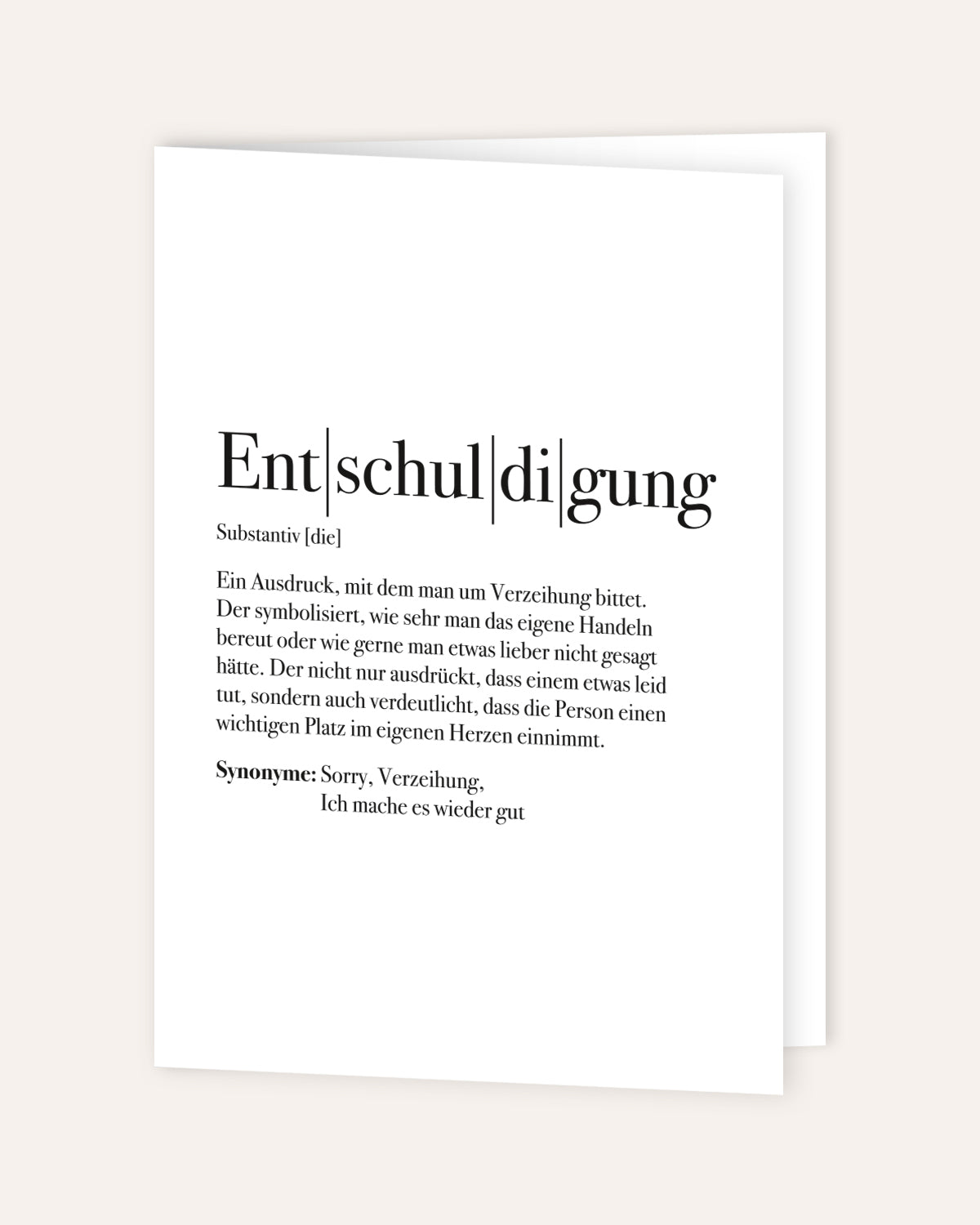Definition Entschuldigung - Grußkarte Grußkarte Lieblingsmensch®