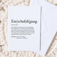Definition Entschuldigung - Grußkarte