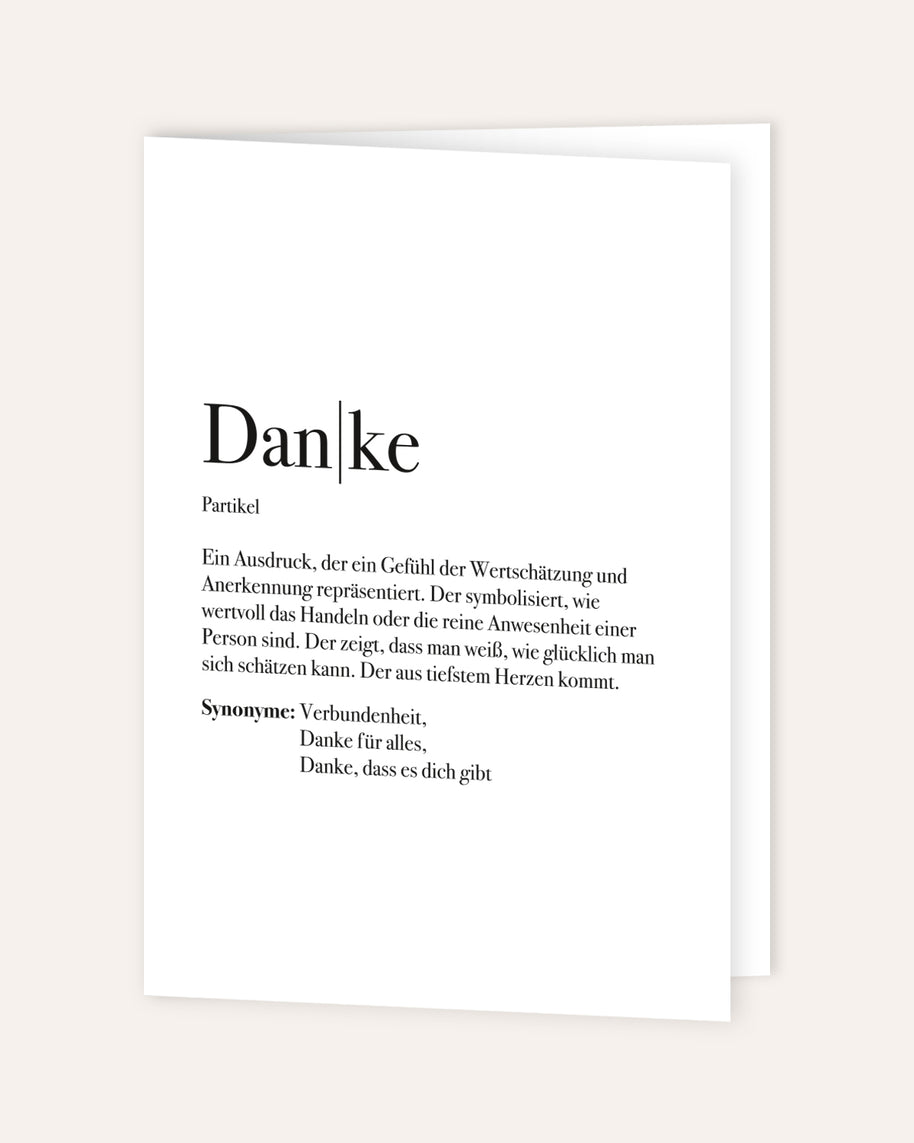 Definition Danke - Grußkarte