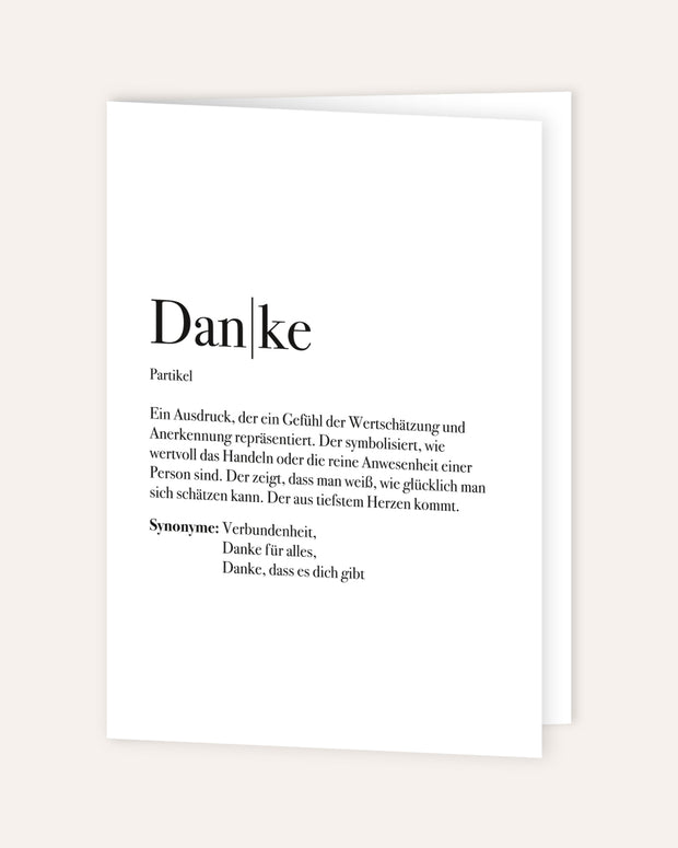 Definition Danke - Grußkarte