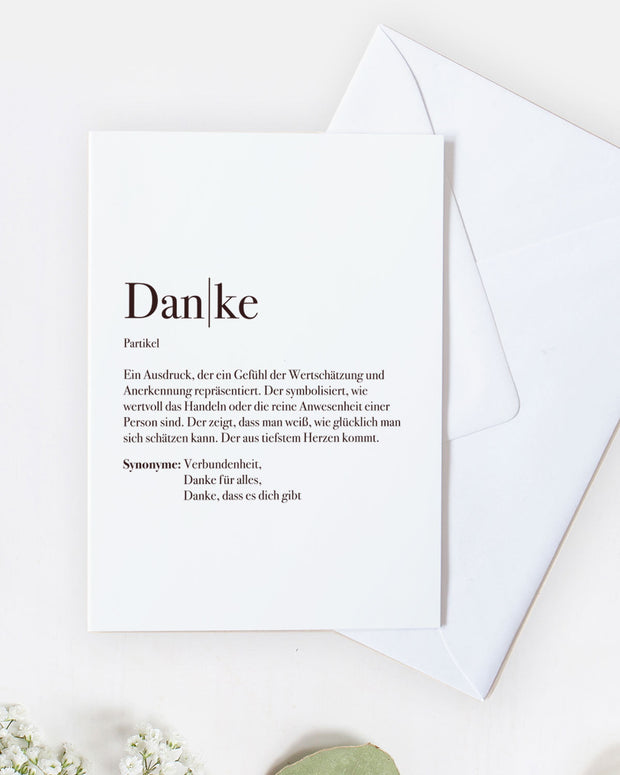 Definition Danke - Grußkarte