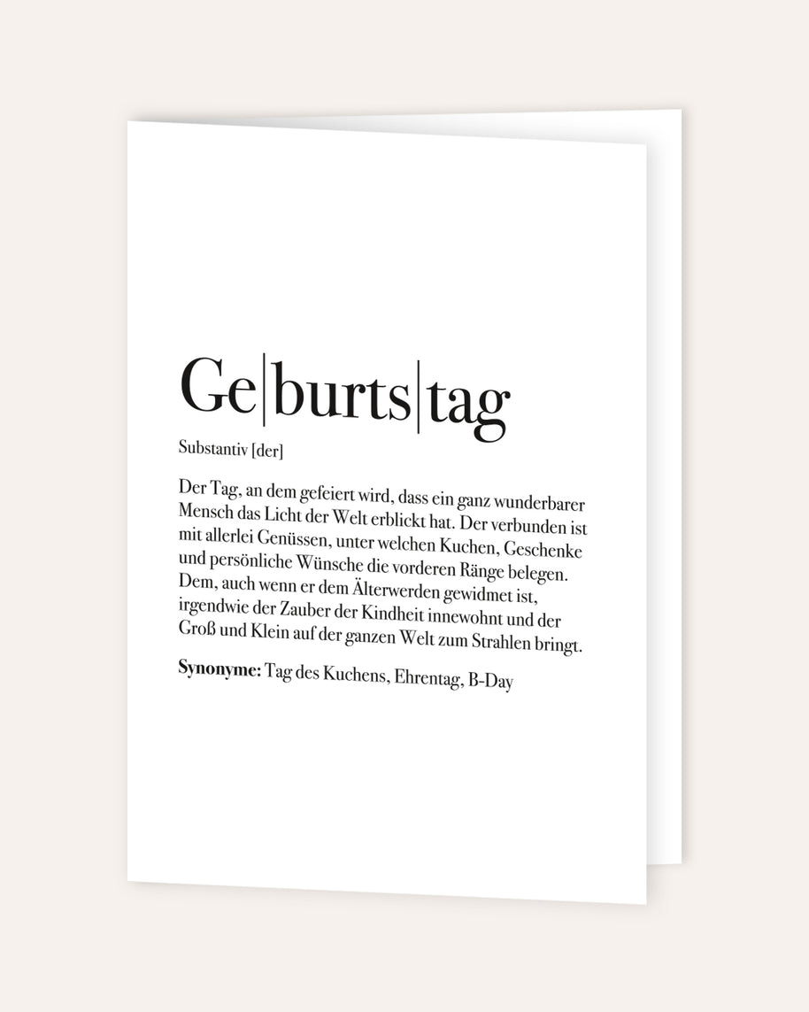 Definition Geburtstag - Grußkarte