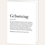 Definition Geburtstag - Grußkarte