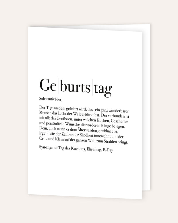 Definition Geburtstag - Grußkarte