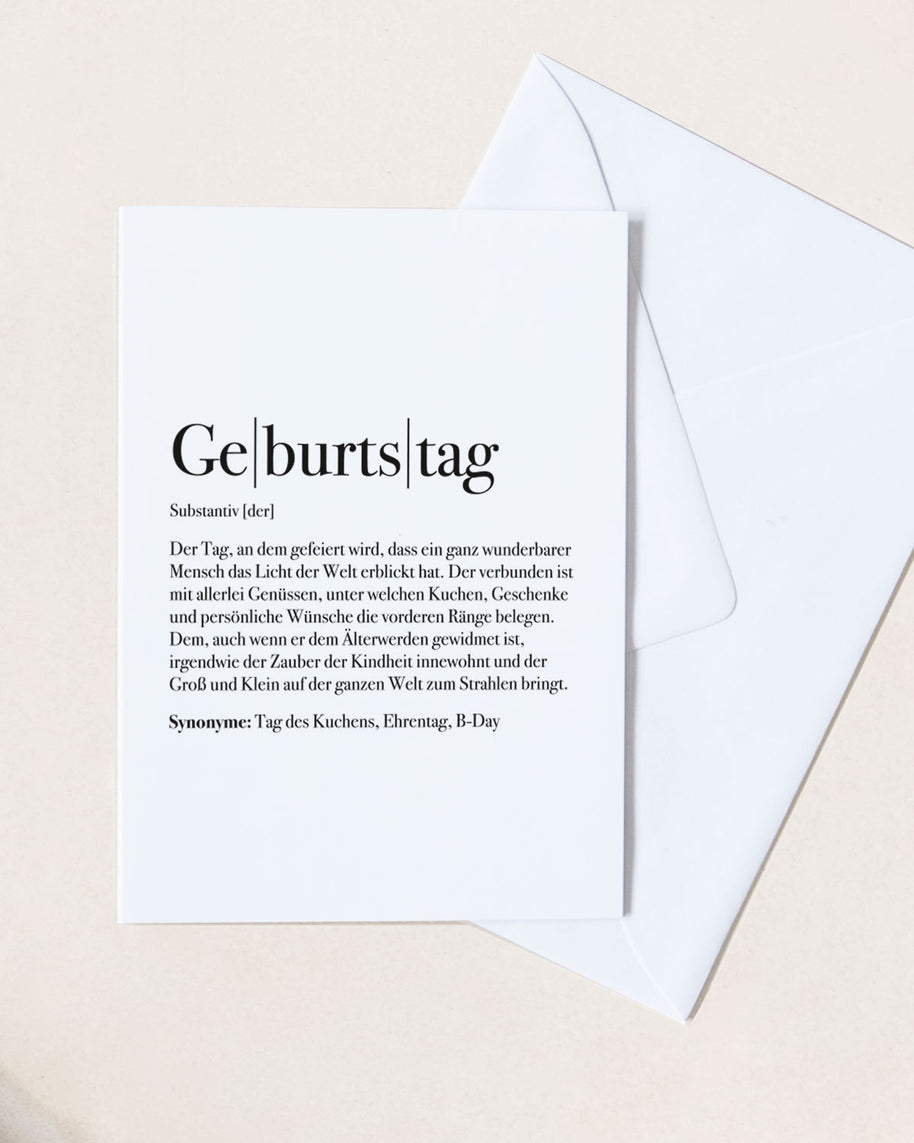 Definition Geburtstag - Grußkarte