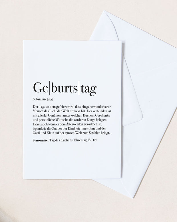 Definition Geburtstag - Grußkarte