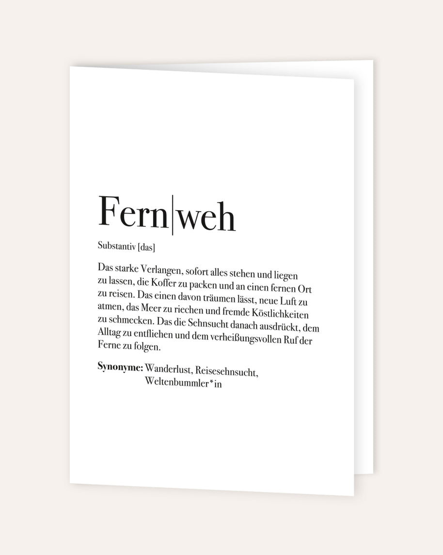 Definition Fernweh - Grußkarte