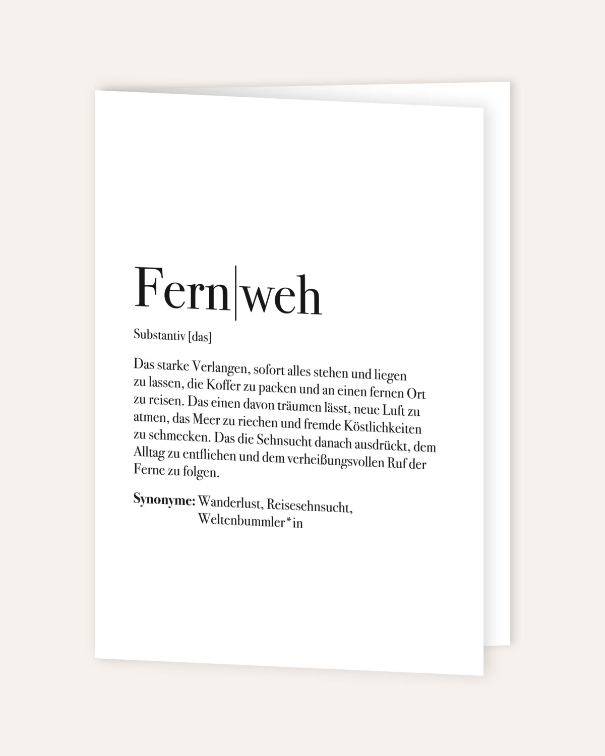Definition Fernweh - Grußkarte Grußkarte Lieblingsmensch®