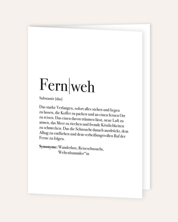 Definition Fernweh - Grußkarte