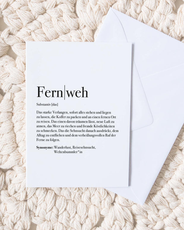 Definition Fernweh - Grußkarte Grußkarte Lieblingsmensch®