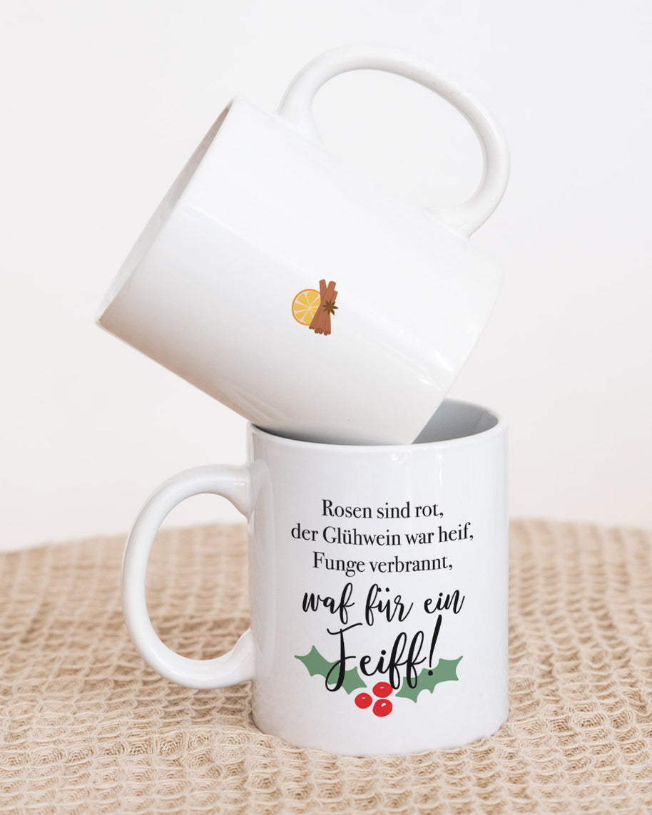 Tasse Weiß Glühwein Funge verbrannt Weihnachten