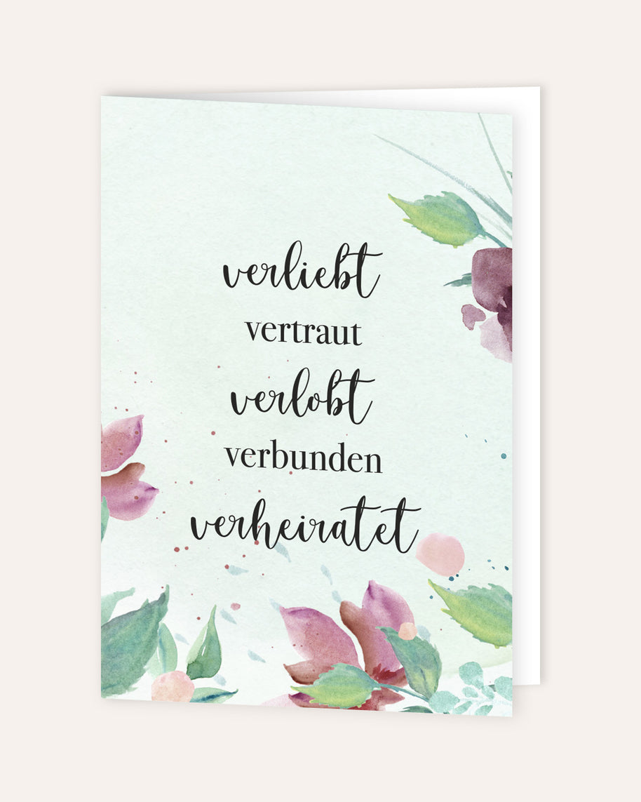 Verliebt, Verlobt, Verheiratet - Grußkarte